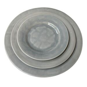 Juliska 3-Pc Setting Puro Mist Grey Crackle Side/Cocktail Salad Dinner Plate New